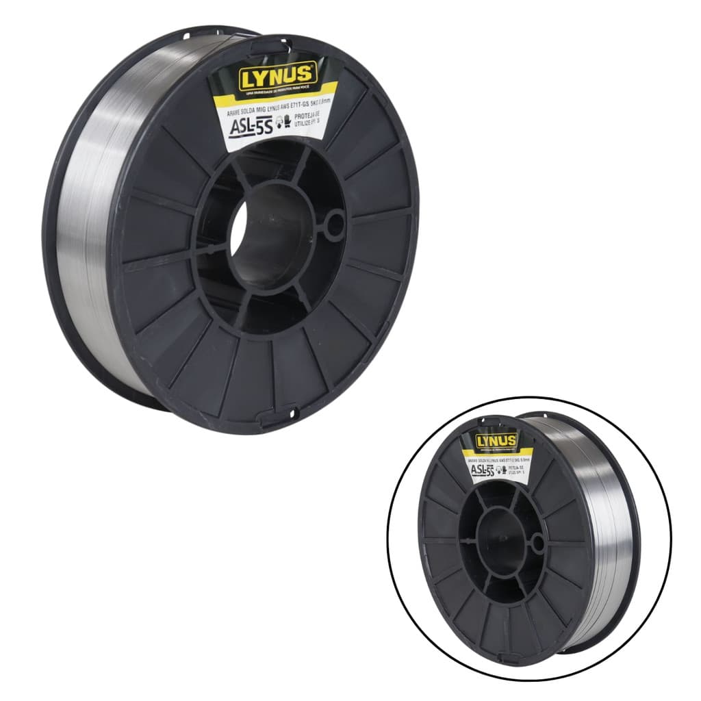 Arame Solda MIG Sem Gás ASL-5S 5KG 0,8mm Aws E71T-GS Lynus