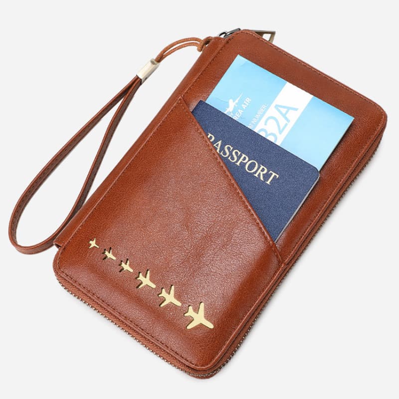 Novo Porta-Passaporte RFID , Vários Compartimentos Para Cartões , Capa De Viagem , Zíper Longo , Carteira Familiar Com S