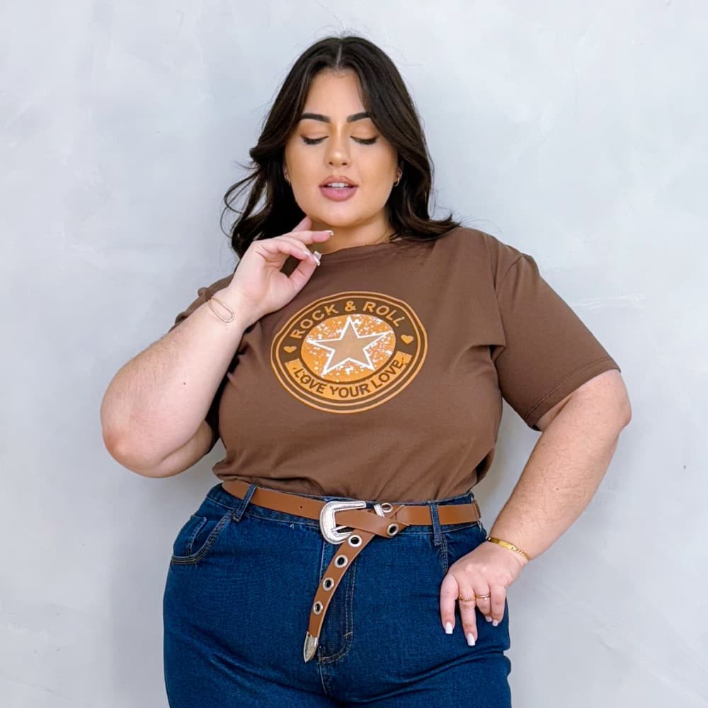 Blusa Feminina T shirt Plus Size Camiseta Algodão Premium Moda Conforto Trevix