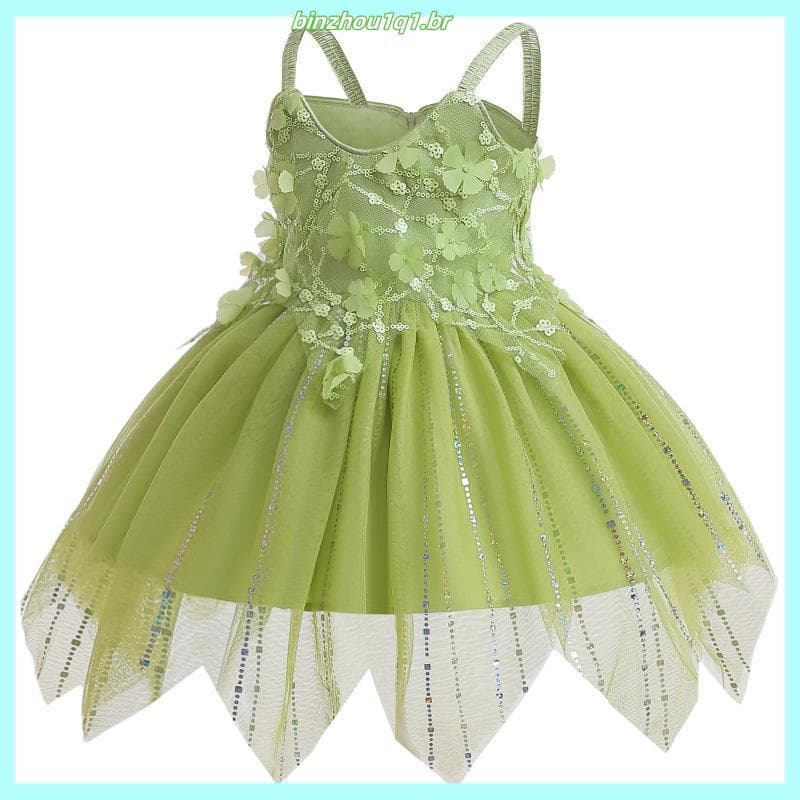 VestidoDe Fada De Flores Para Meninas Princesa Com Asas Fantasia De Halloween Cosplay Elfos Festa Tinkerbell Tinker Bell