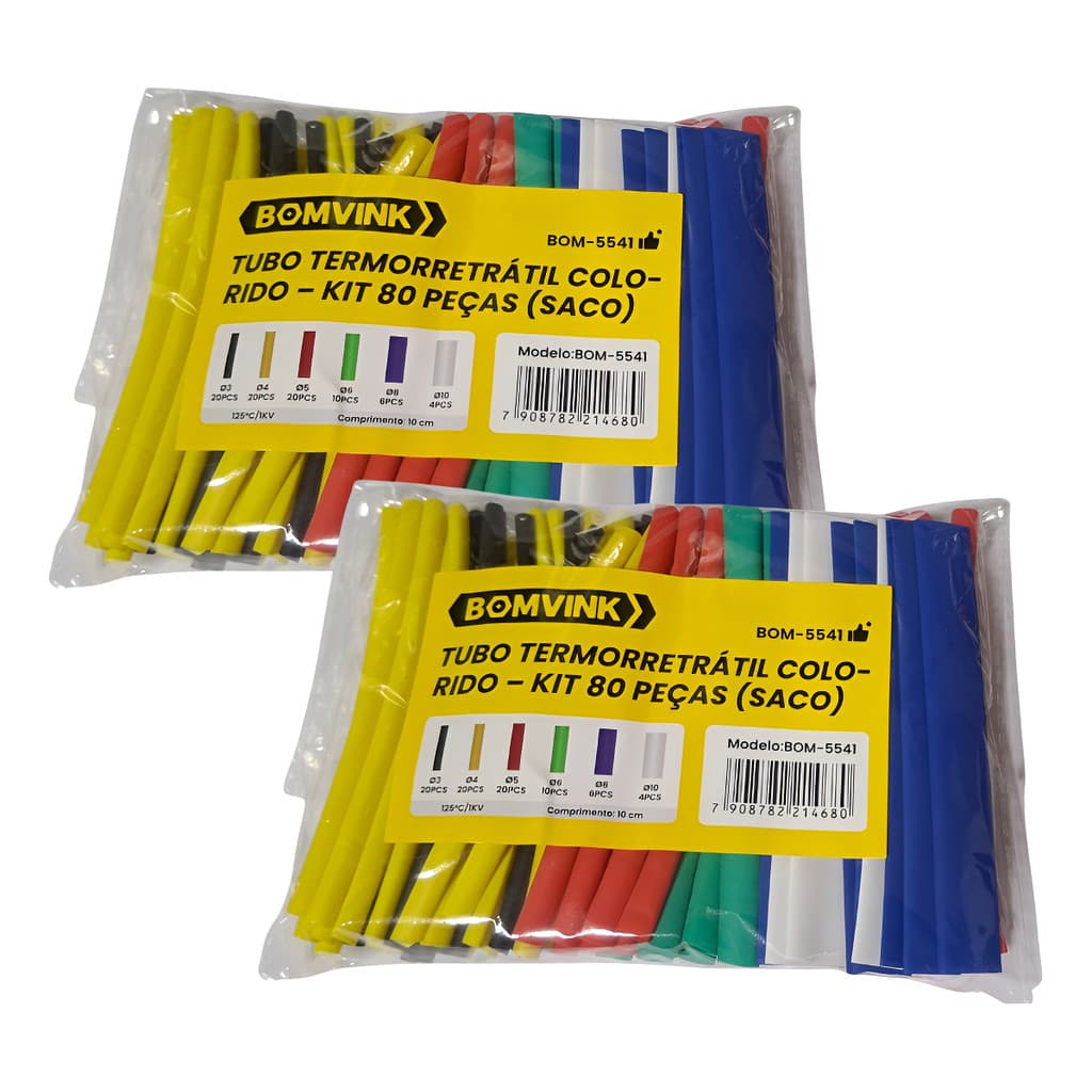 Kit Tubo Termo Retrátil Colorido Espaguete C/ 160 Peças 10cm Uso Elétrica Eletrônica Veicular