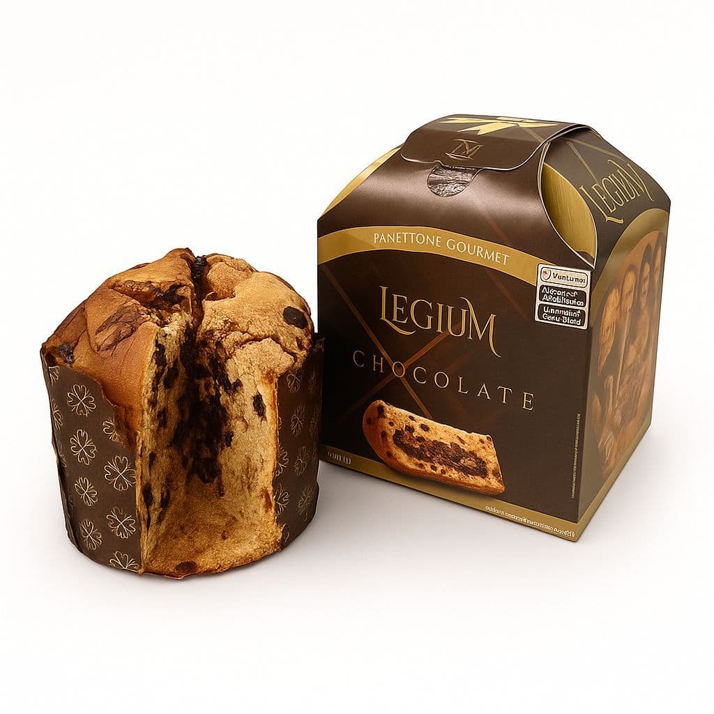 Panetone Chocotone Recheado Trufado Legium 500g Chocolate Mil Folhas e Chocolate Trufado Macio e Umido