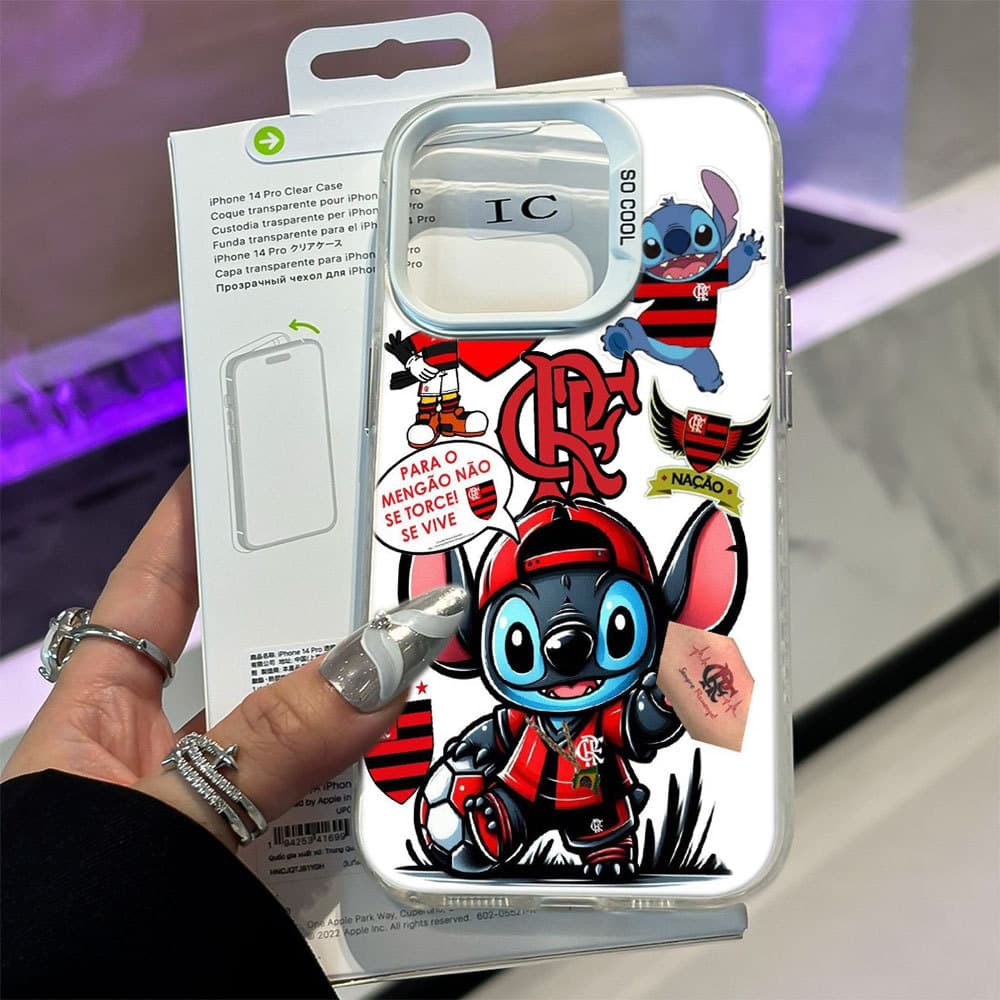 Stitch Clube de futebol Capinha Capa de Silicone Anti-impacto Para IPhone 13 12 11 Normal X XR XS 8 7 15 14 16 PRO MA