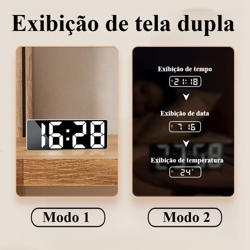 LED espelho desktop despertador Digital despertador Snooze tempo Display desktop relógio eletrônico luz da noite USB díg