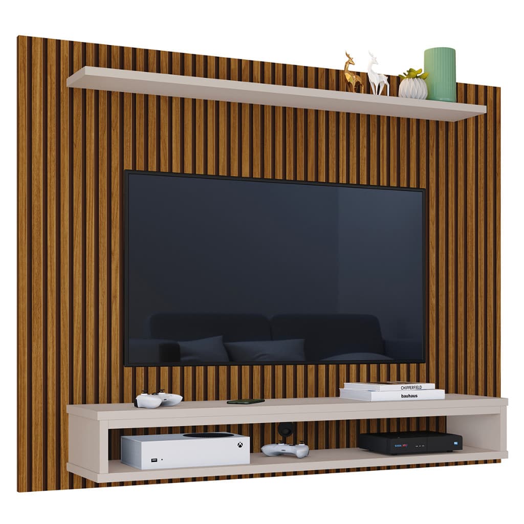 Painel Nairóbi Para TV Até 60 Polegadas Com Prateleira E Nicho Moderno Simples Elegante