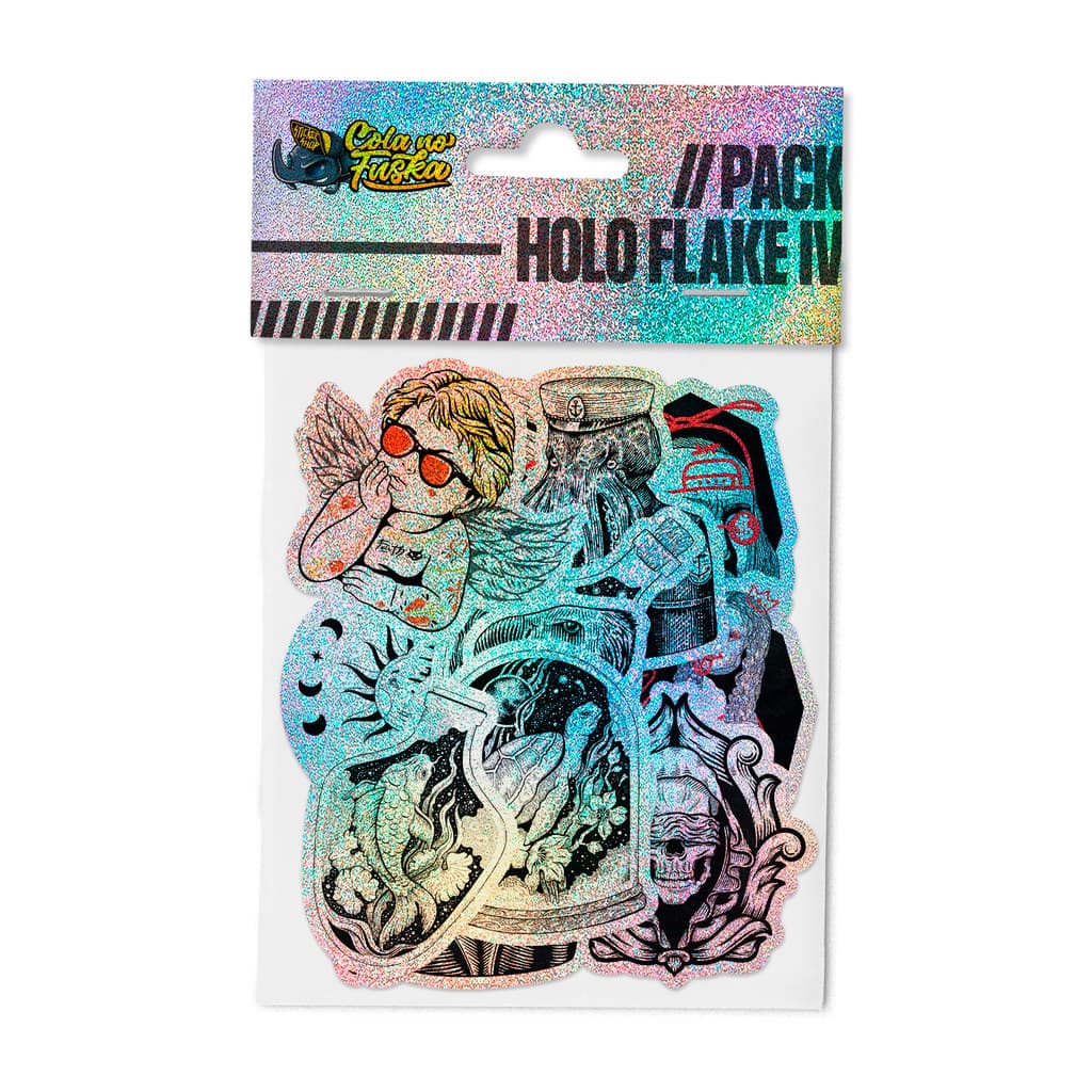 Adesivos Flake 4 | Pack com 20 Unidades Sortidas | Estilo Flake Holográfico |  À Prova d’Água