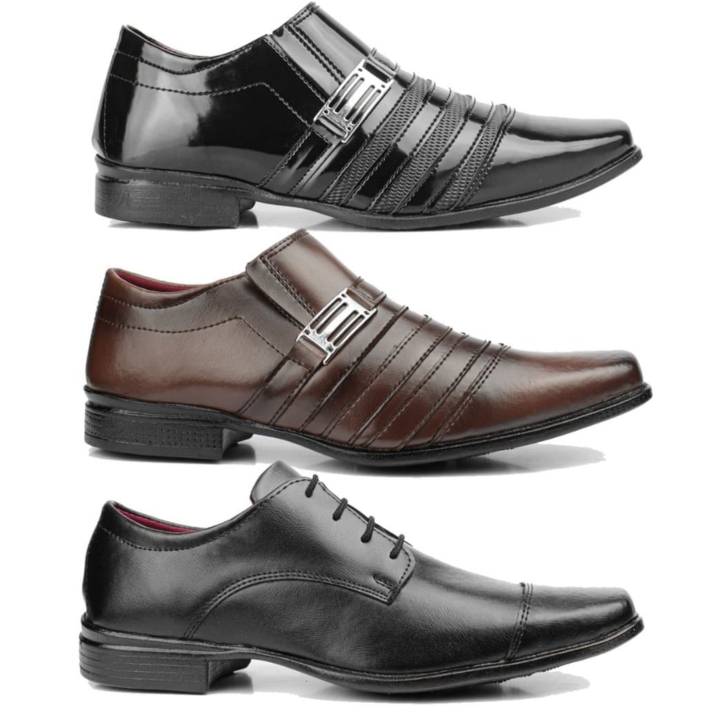 Sapato social oxford masculin kit 3 modelos diferentes