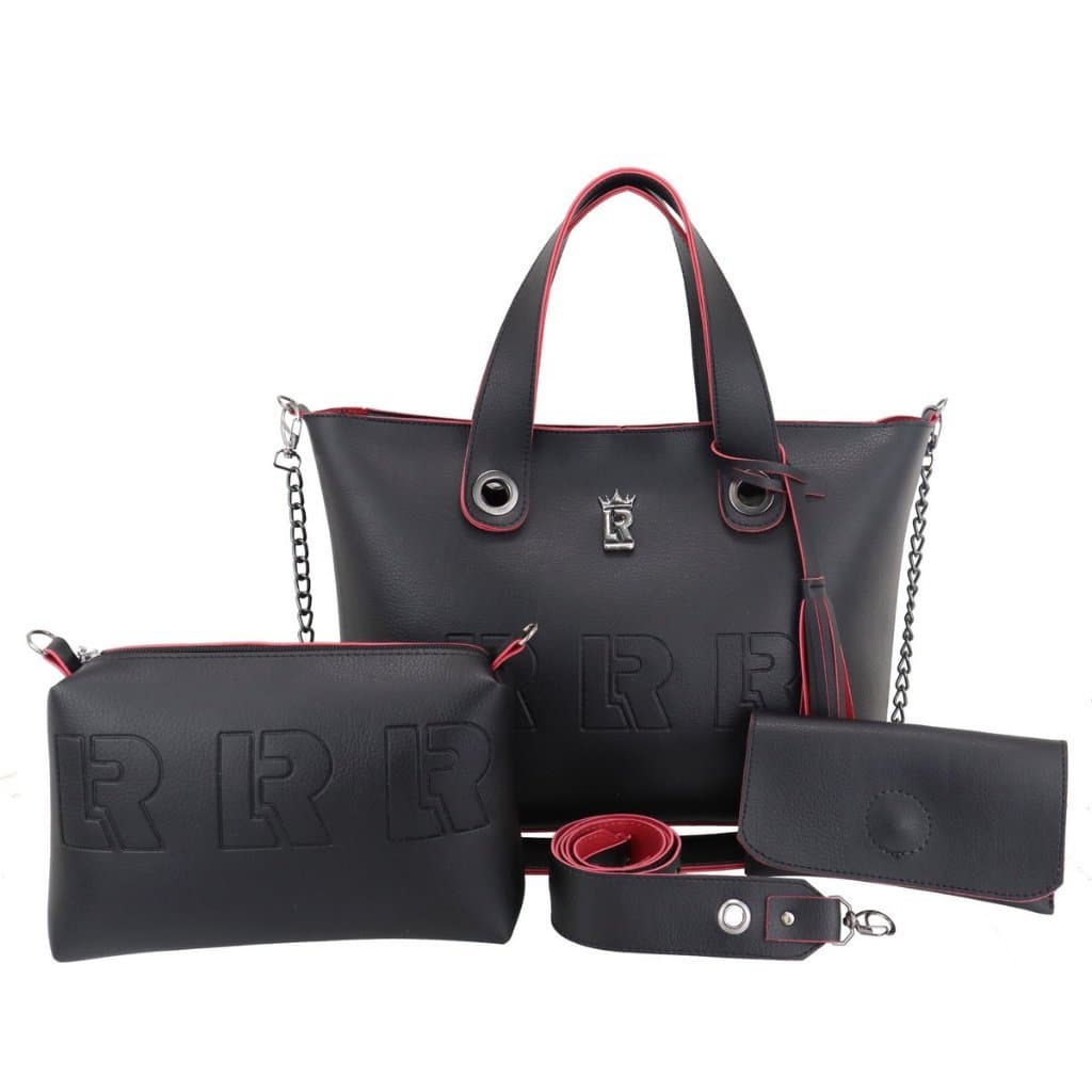 KIT BOLSA FEMININA GRANDE 03 PEÇAS OMBRO,BLOGUEIRA+CARTEIRA+NECESSAIRE LUXO, LR06