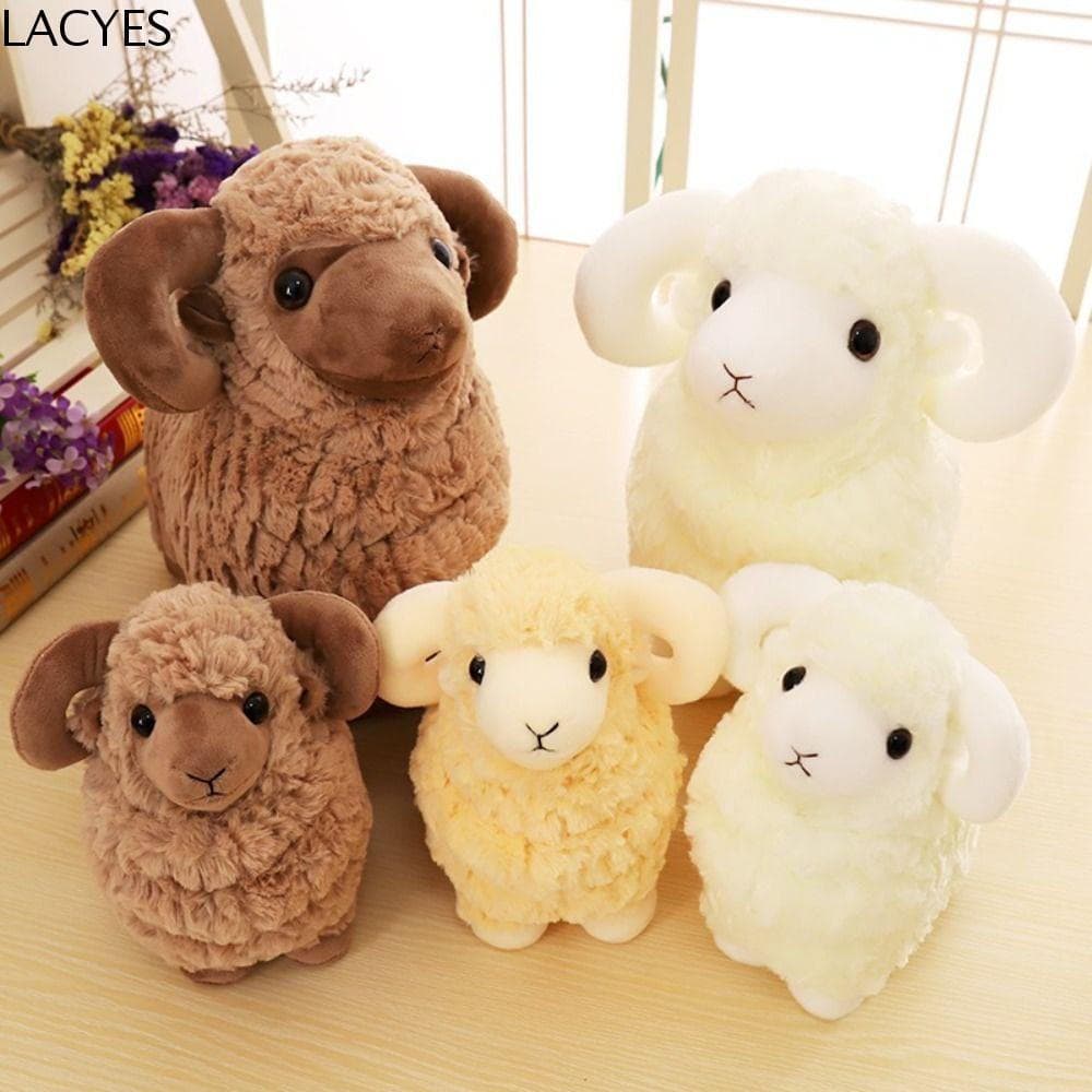 LACYES Bebê Cabra Boneca De Pelúcia , Chifres Grandes 25/35cm Brinquedos De Ovelha , Fofo Bonito Macio Chaveiro