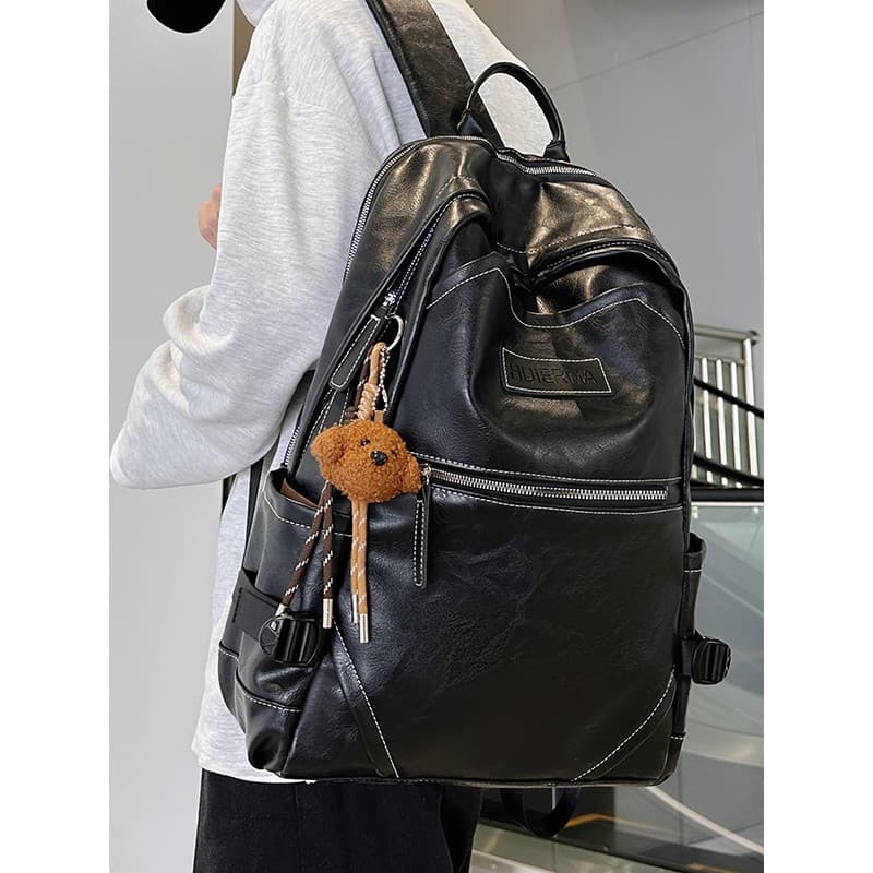 High-End masculino mochila de couro do plutônio versão coreana na moda Commuter estudante universitário mochila de viage