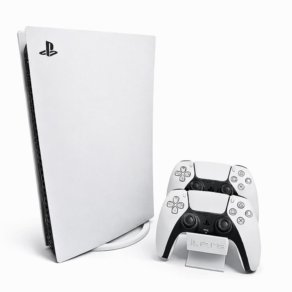 Suporte PS5 Vertical + Suporte 2 Controles Videogame DualSense | Base Resfriamento | Slim/Fat/Pro