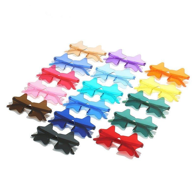Óculos estrela coloridos e chamativos, óculos de sol coloridos para pais e filhos, óculos de sol infantis para apresenta