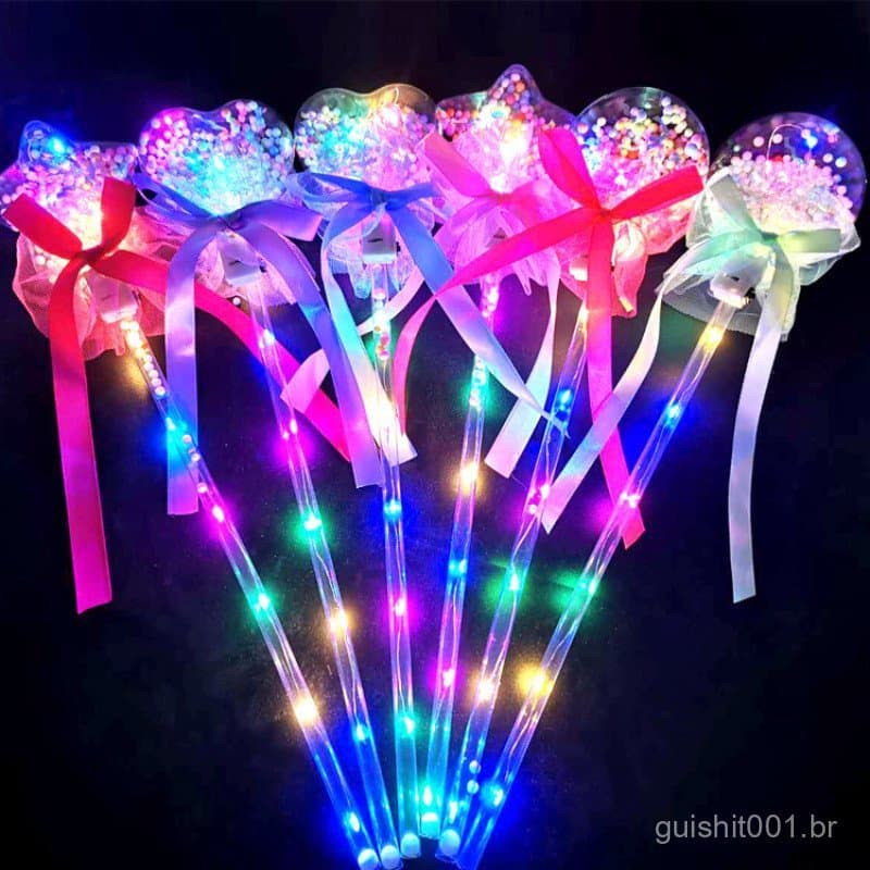 10pcs LED Fairy Stick Light Up Clear Wave Ball Varinha Mágica Fada Bastões Brilhantes Bola Brilhante Colorida Que Brilha