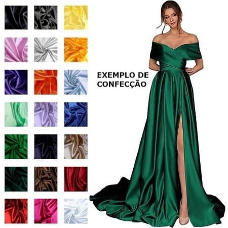 Tecido Cetim Charmousse Liso 1,50m de Largura Brilhante para Moda e Decoração