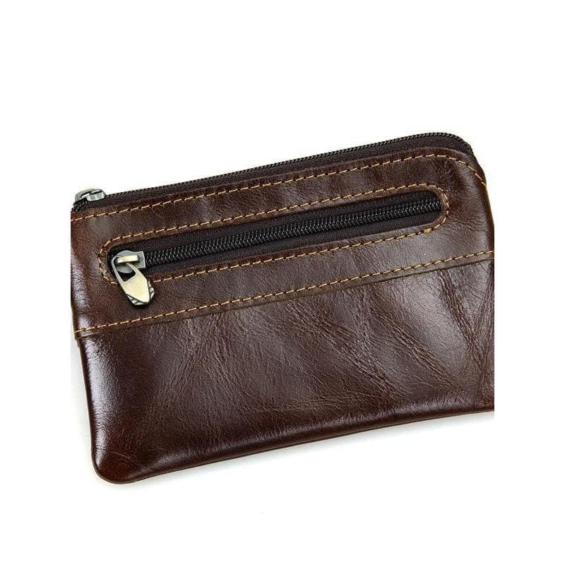 Bolsa de moedas de couro genuíno Vintage preferida, novo estilo, Slot para vários cartões, zíper, porta-cartões pequeno,