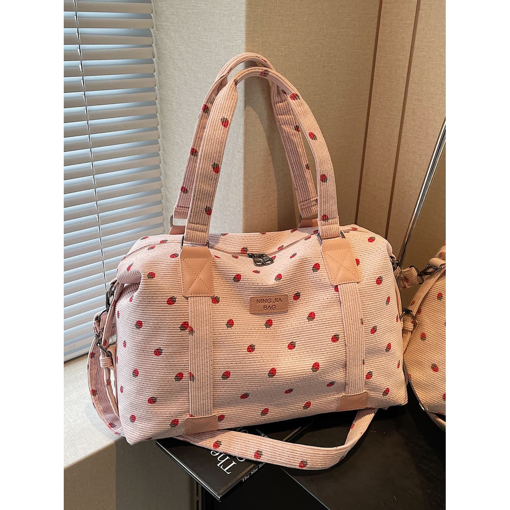 Bolsa de viagem portátil de morango fofa de curta distância feminina leve embarque de viagem esperando por maternidade m