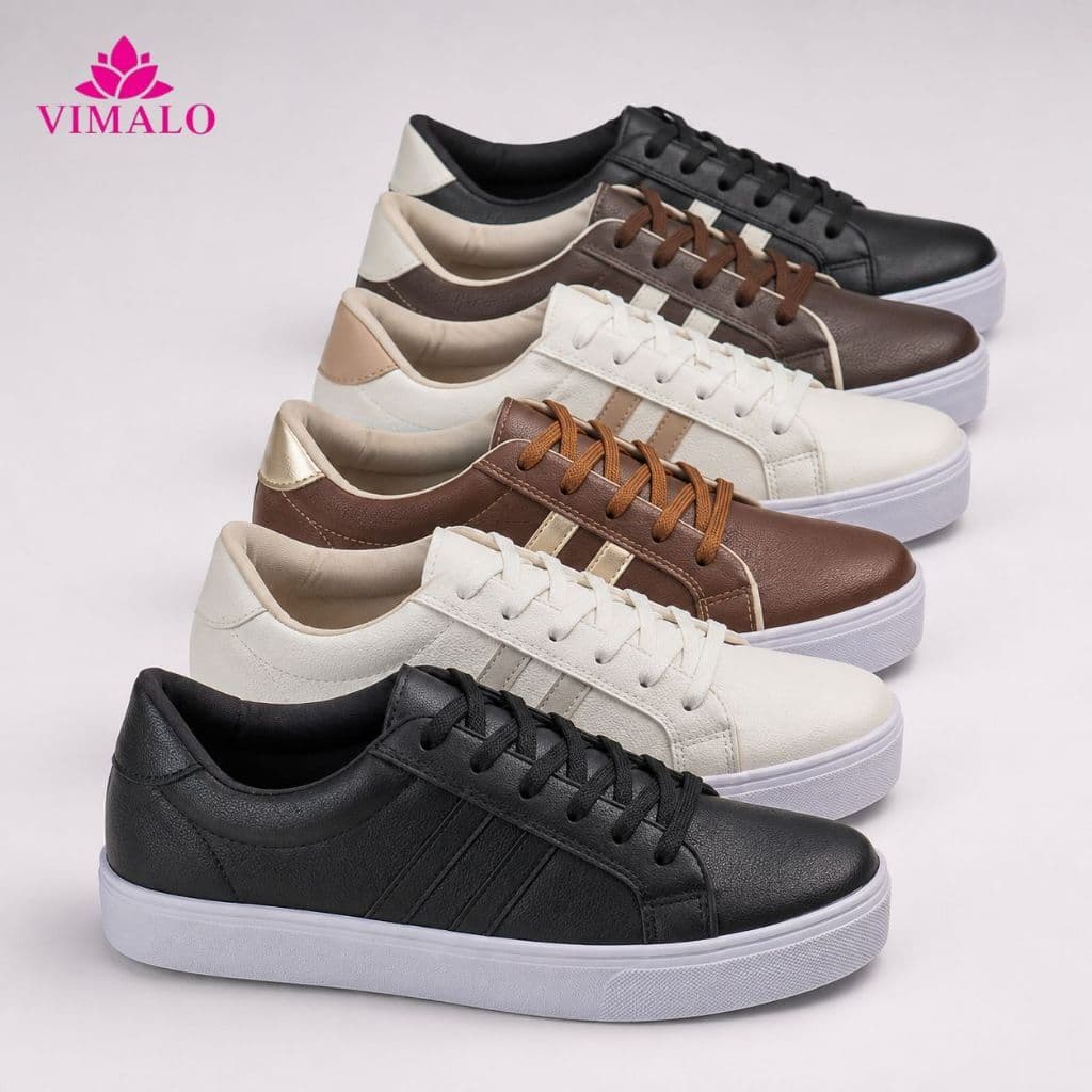 Tênis Feminino Casual Vimalo Preto listra Preta