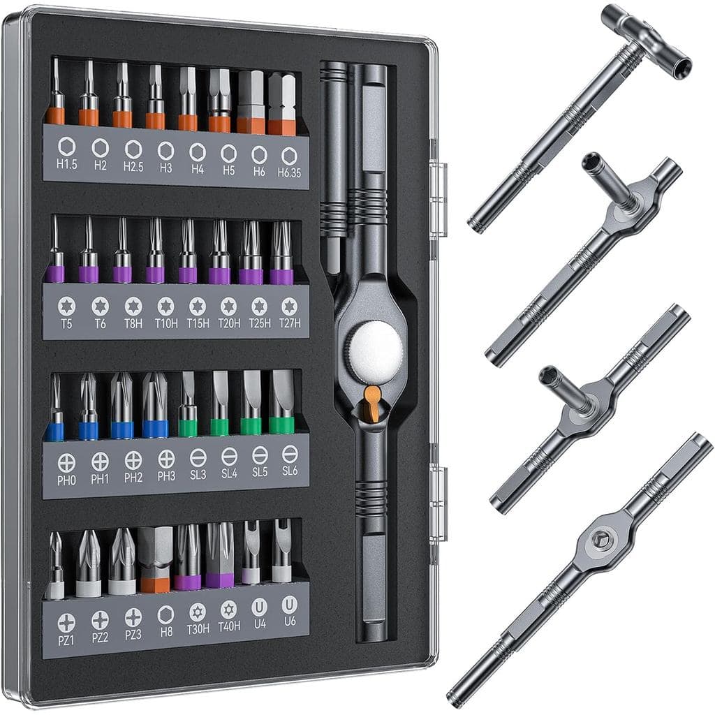 Wesdut 32in1 T Handle Magnetic Ratchet Screwdriver Set, [Freely Combine 5+ Grip Styles] Screw driver, Ratcheting Allen W