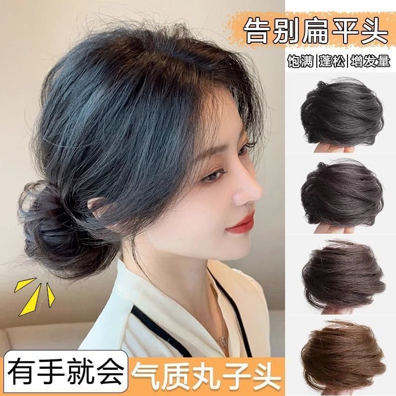 Gravata bola cabeça ferramenta útil peruca laço de cabelo feminino peruca de cabelo Real saco flor Natural Bud cabeça bo
