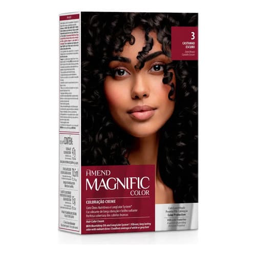 Kit Coloração Creme Amend Magnific Color 3 Castanho Escuro 3 Castanho Escuro
