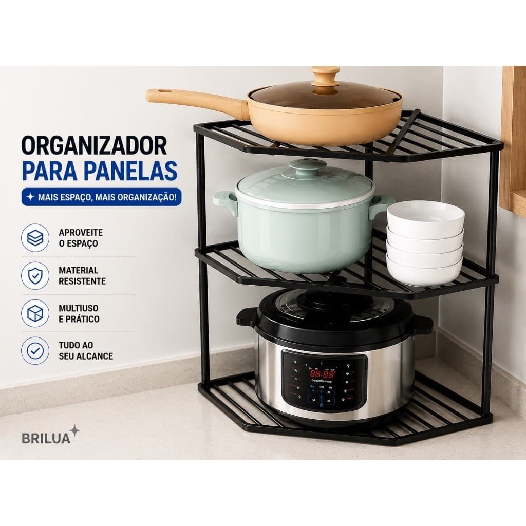 Prateleira Organizador de Canto Multicamadas Sem Perfuração Multiuso
