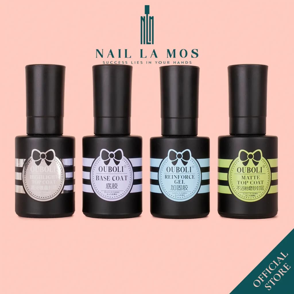 Base rígida genuína OUBOLI 20ml - Gel de fixação durável, top coat para unhas de boa qualidade.