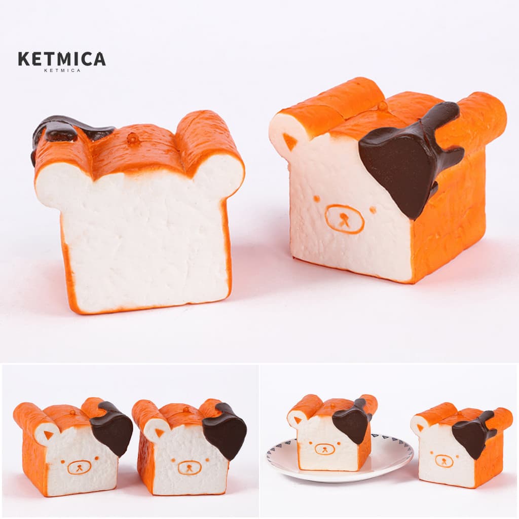 Bear Toast Stress Relief Toy Soft Squeeze – Slow Anti-anxiety Squishy for Kids Students Office Workers Cute Cartoon