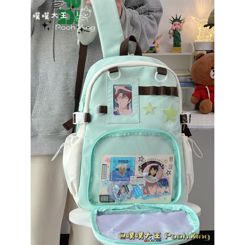Mochila bidimensional saco de dor novo estilo estudante saco de escola de grande capacidade nicho destacável escondido c
