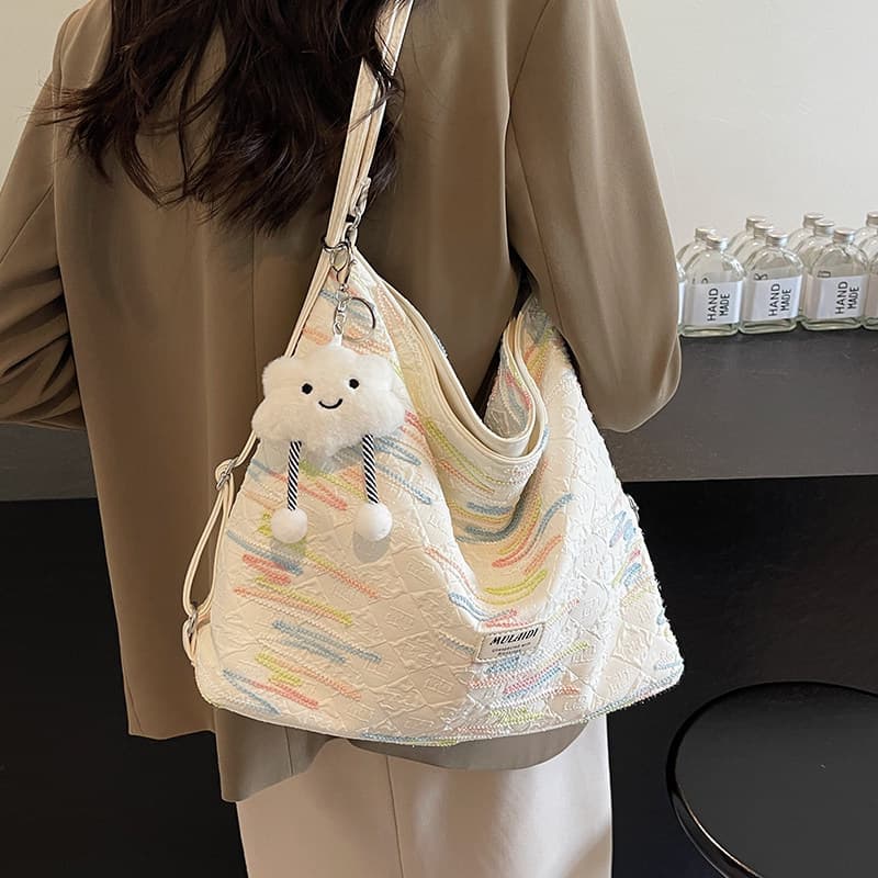 Bolsa bolsa feminina Bolsa de lona feminina grande capacidade 2025 novo estilo nicho pano saco ombro saco do mensageiro