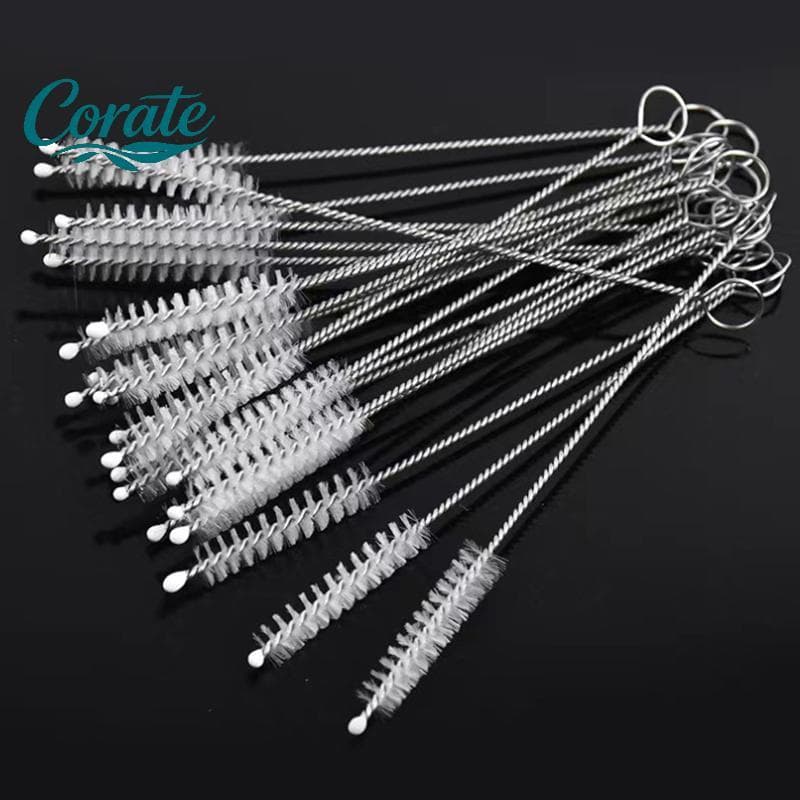 [Corate] Kit De Escova De Limpeza De Canudo , Limpador De Tubo De Palha , Nylon , Aço Inoxidável , Cabo Longo , Escovas