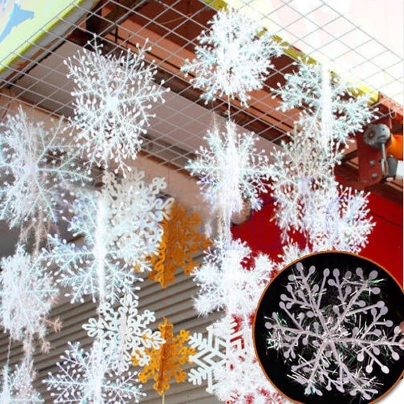 30pçs Enfeites De Natal De Árvore De Natal Flocos De Neve Branco