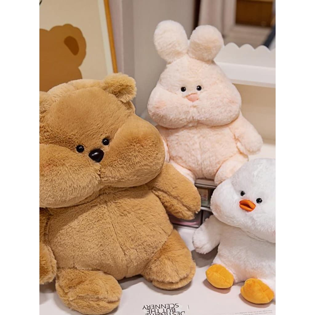 Chubby Dumb Bear Boneca Brinquedo de Pelúcia Pato Branco Abraço Dormindo Boneca Ragdoll Presente Coelho Fofo