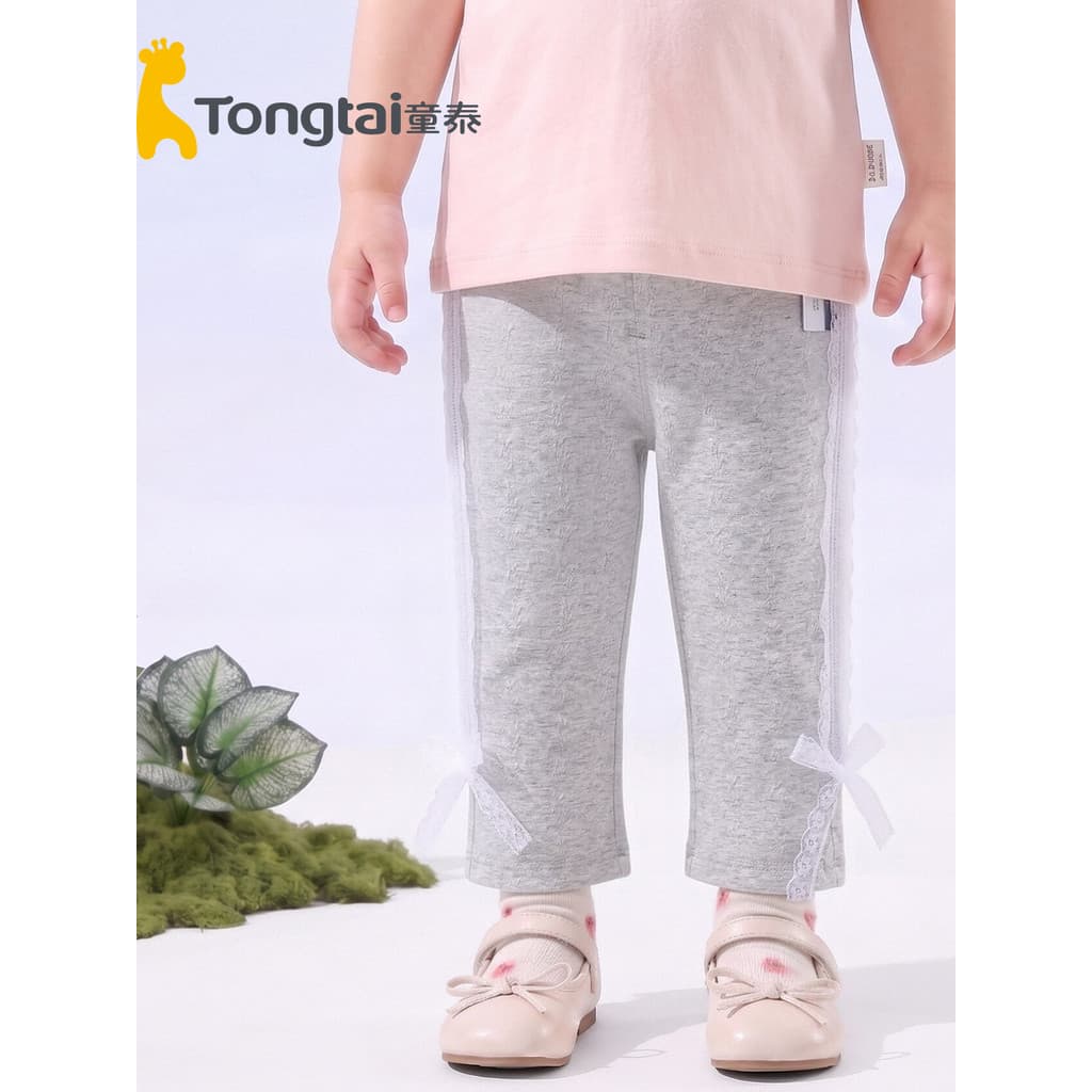 Leggings femininas Tongtai estilo feminino doce laço decoração calças de algodão
