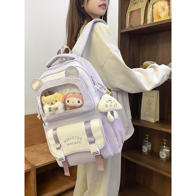 Pequena fresca bonito contraste cor mochila júnior estudante do ensino médio mochila feminina grande capacidade mochila