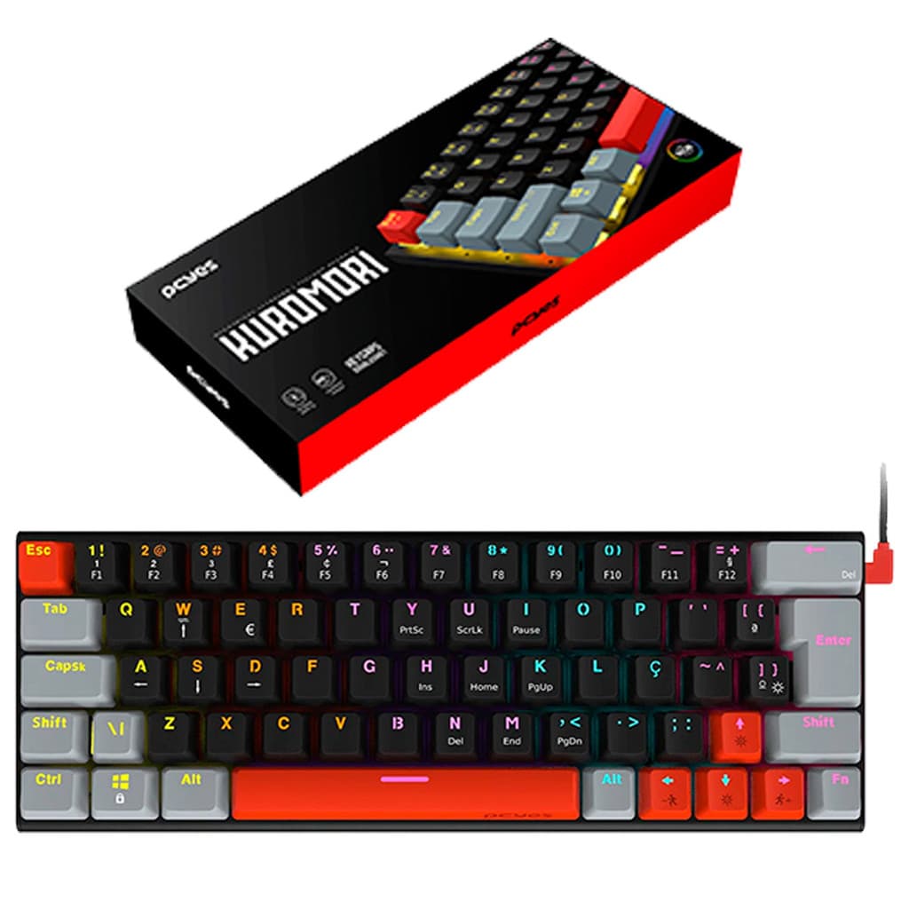 Teclado Mecanico Gamer Pcyes Kuromori , Switch Blue anti-ghosting 25 teclas, resposta de 1ms