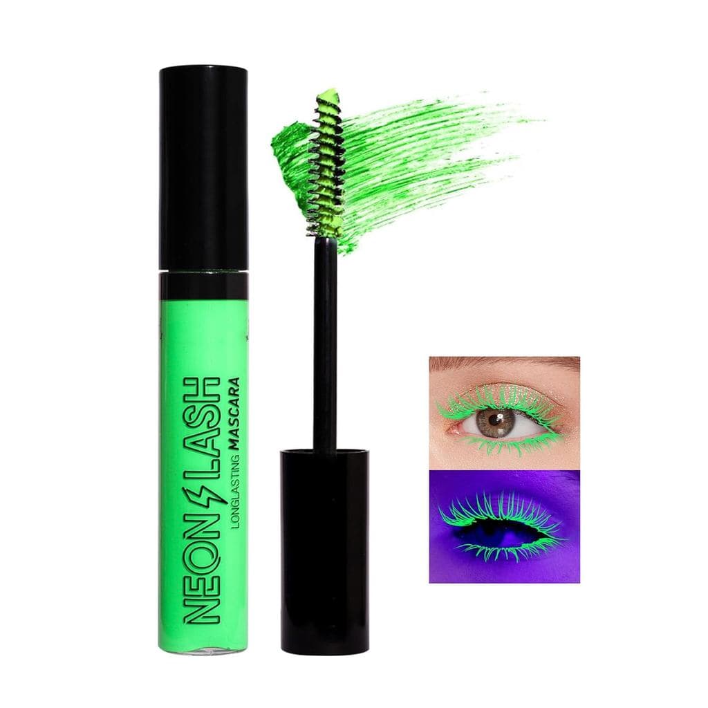 Máscara colorida UV Glow Blacklight, adequada para cílios, máscara fluorescente colorida à prova d'água, máscara volumiz