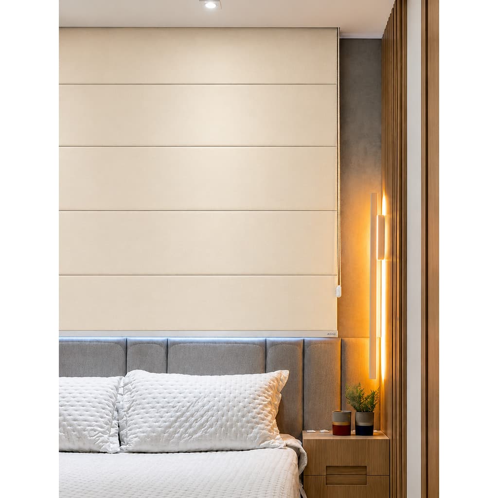 Persiana Romana Blackout Bege Sob Medida – Elegância, Conforto e Controle de Luz para Todos os Ambientes