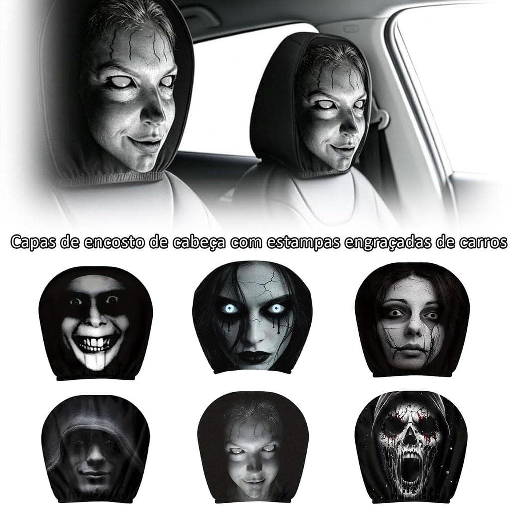 Engraçado Rosto Encosto De Cabeça Capa Acessórios Interiores Do Carro Protetor De Para Deslocamento Diário Viagem Estrad