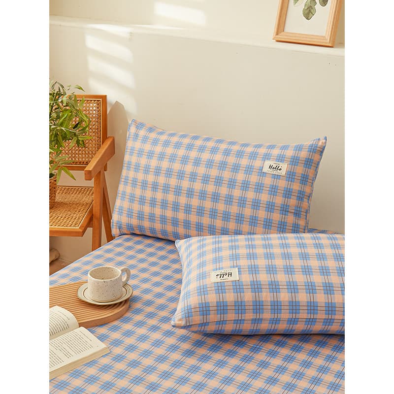 Um preguiçoso todo algodão puro algodão impresso xadrez estilo simples absorvente de suor respirável textura clássica fr