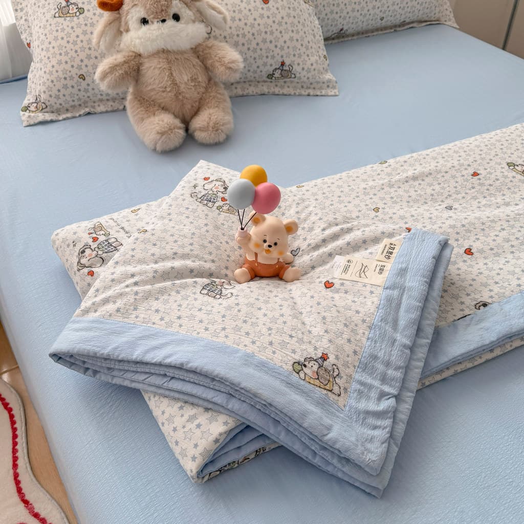 Colcha de ar condicionado de fio duplo classe A de verão Colcha fresca de verão Conjunto de quatro peças de algodão não