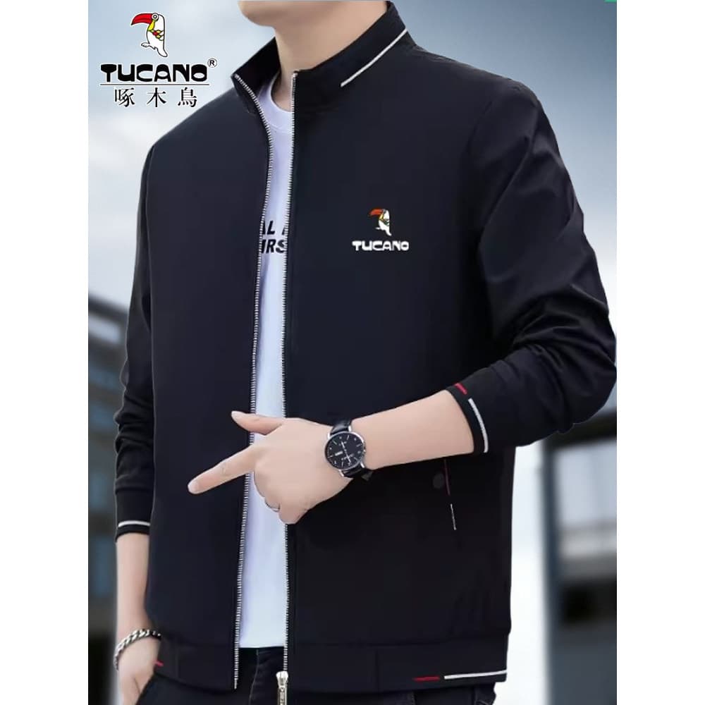 Woodpecker jaqueta masculina primavera outono novo estilo gola alta jaqueta de negócios Casual roupas masculinas tamanho