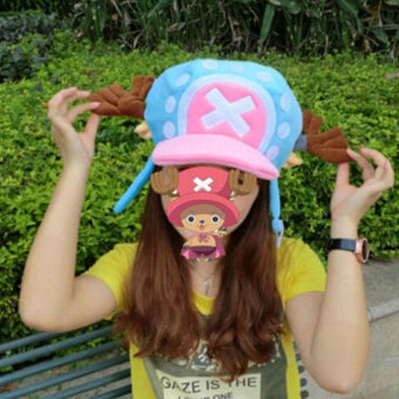Tr Boné De Pelúcia Anime Tony Tony / Chopper / Cosplay / Chapéu De Inverno / Azul Claro