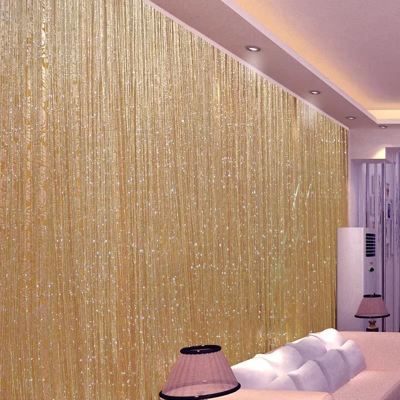Cortina de linha de borla S Cortina plana de prata Adereços de casamento Decoração Cortina suspensa 3 * 3m Cortina divis