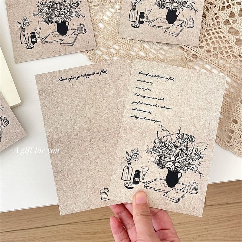 Estilo francês linha vaso padrão cartão de presente bênção do feriado engrossado cartão de mensagem flor presente decora