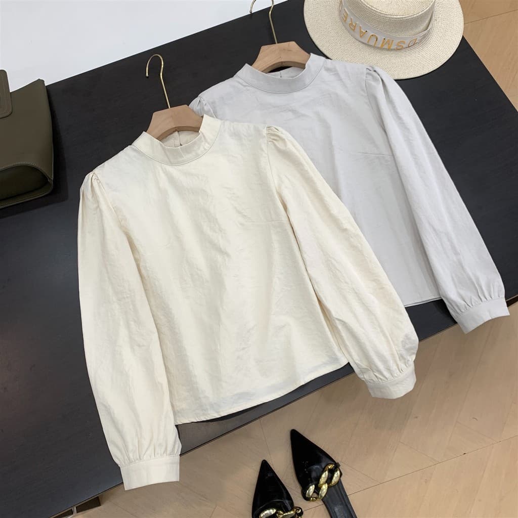 [Lin] Camisa Nicho Gola Moda Slimmer Look Manga Longa 2026 Outono Manga Longa Reta Feminina J#10