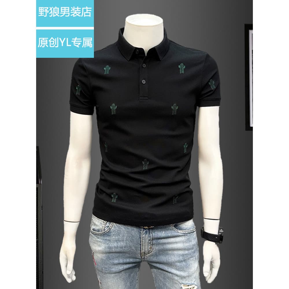 Moda de corpo inteiro impresso camisa POLO masculina de manga curta verão 2026 novo estilo magro-ajuste lapela camiseta