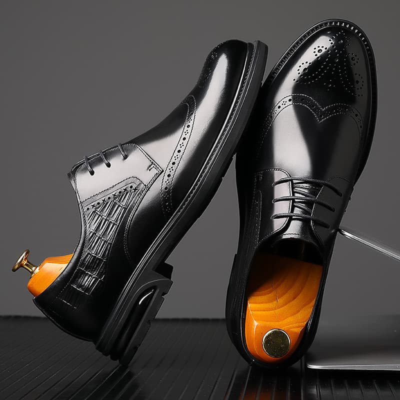 Sapatos masculinos de couro Formal, sapatos masculinos de couro genuíno de negócios 2026, novo estilo, bico fino, sola m
