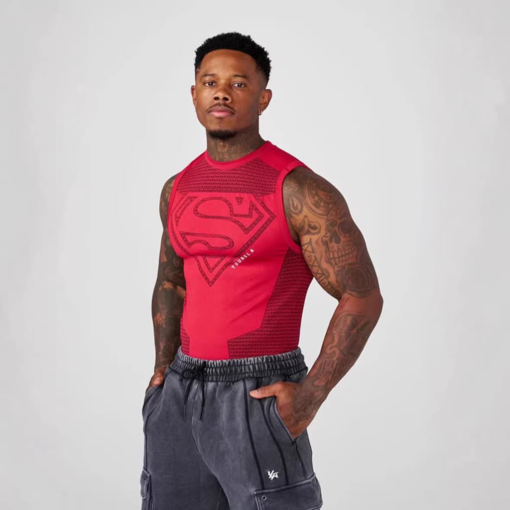 YOUNGLA colete esportivo masculino de Fitness americano, colete para corrida, secagem rápida, respirável, alta elasticid