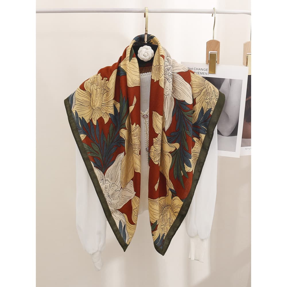 Outono água veludo 90X90cm senhoras grande lenço quadrado primavera outono fino algodão cachecol barbudo ombro pescoço a