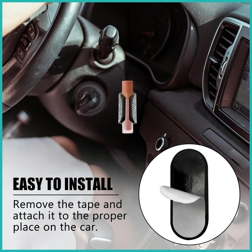 Suporte De Bálsamo Labial Para Carro , Adesivo Resistente Ao Calor , Strass , Vertical Batom De Meninas E Mulheres xicon